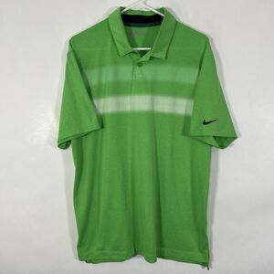 Nike Golf Tour Performance Polo Shirt Mens Size Large Green Striped Short Sleeve